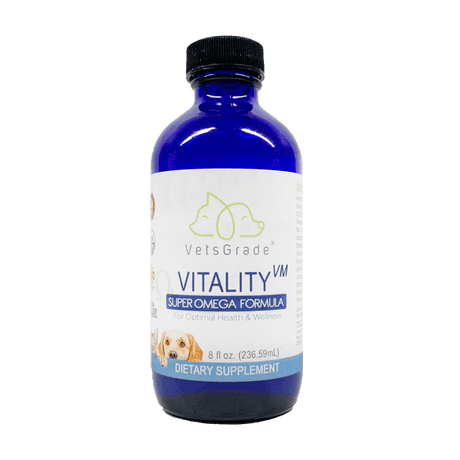 vetsGrade vitality vm omega-3 supplement for dogs & cats – skin, coat, heart & joint support