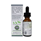 VetsGrade Relief+ Solventless Tincture 1oz. pet supplement bottle with dropper back label.