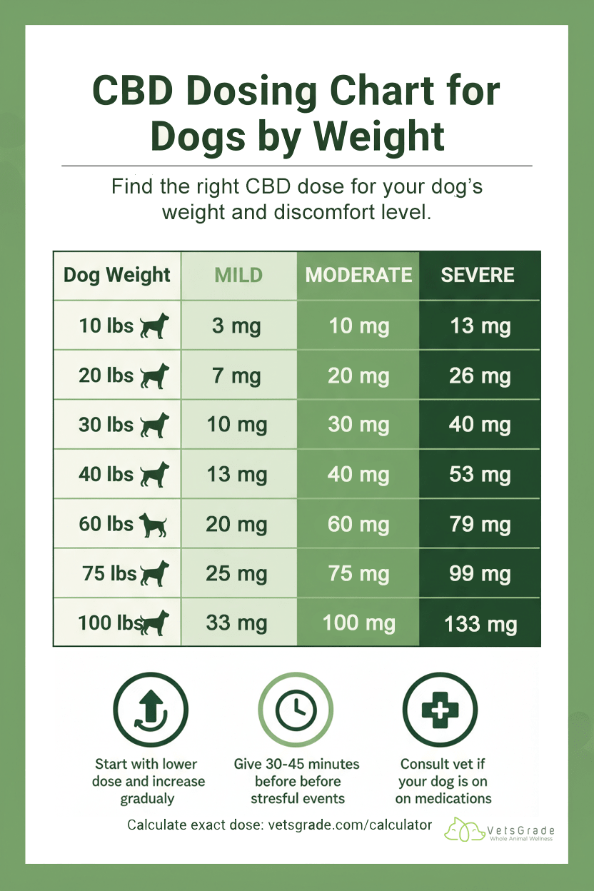 CBD Dosing Chart for Dogs by Weight