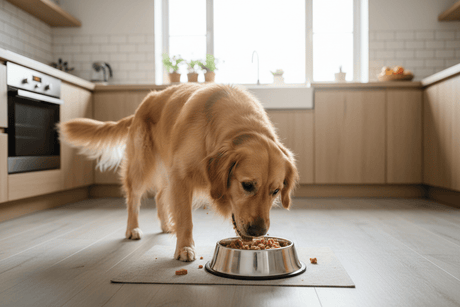 Happy Dog with Raw Food