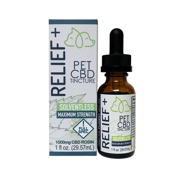vetsgrade relief plus 1 ounce hemp tincture front bottle for dogs and cats formulated to support inflammation and pain relief